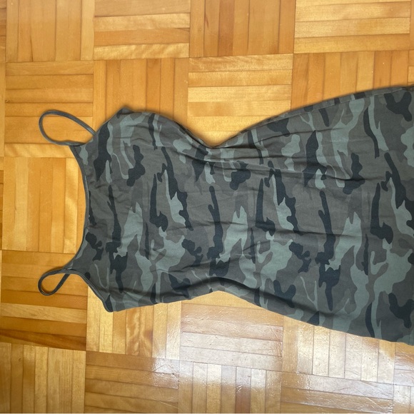 Camo Print Spaghetti Strap Dress - Olive & Charcoal - Picture 2 of 3